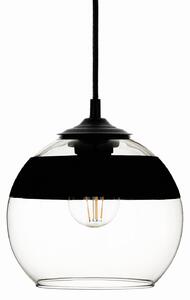 Solbika Lighting Lampă suspendată Monochrome Flash transparent/negru Ø 20cm, reglabil, Negru, Camera de zi / sufragerie, Sticlă, Modern