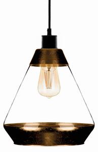 Euluna Lampă suspendată Lonceng din sticlă, decor auriu, reglabil, Negru, Camera de zi / sufragerie, Sticlă, Modern