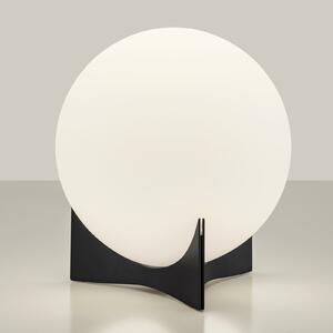 Terzani Lampă de masă Oscar, negru, Ø 20 cm, sticlă opală, reglabil, Negru, Camera de zi / sufragerie, Sticlă, Design