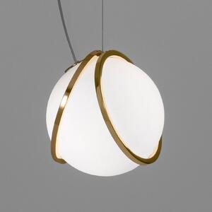 Terzani Pug lampadare suspendată cu o singură lampă satinată, reglabil, Auriu / Alamă, Camera de zi / sufragerie, Metal, Design, glob