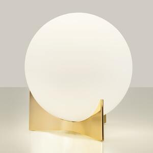 Terzani Lampă de masă Oscar, aurie, Ø 20 cm, sticlă opală, reglabil, Auriu / Alamă, Camera de zi / sufragerie, Sticlă, Design