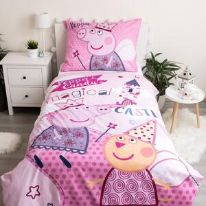 Lenjerie de pat din bumbac pentru copii Jerry Fabrics Peppa Pig, 140 x 200 cm, roz
