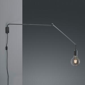 Trio Lighting Aplică de perete Line cu cablu + ștecher, negru, Negru, Camera de zi / sufragerie, Metal, Modern
