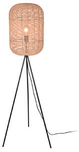 Trio Lighting Lampă de podea Runa cu abajur din sisal, Maro / Rugină, Camera de zi / sufragerie, Lemn