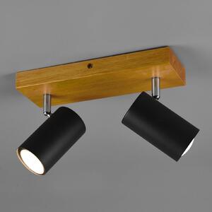 Trio Lighting Spot de plafon Marley, negru mat, 2 becuri, reglabil, Lemn, Camera de zi / sufragerie, Metal, Modern