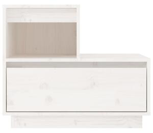 Noptieră, alb, 60x34x51 cm, lemn masiv de pin