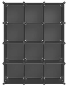Organizator cub de depozitare, 12 cuburi, negru, PP