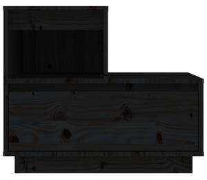 Noptieră, negru, 60x34x51 cm, lemn masiv de pin