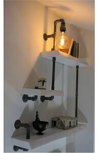 Raft de perete cu aplica in stil industrial, Modena, 100x100x20 cm, alb/negru