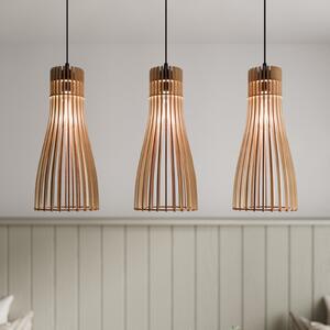 TEMAR LIGHTING Lampă suspendată Bottle, cu 3 becuri, reglabil, Lemn, Camera de zi / sufragerie, Lemn, Casă de țară / Rustic