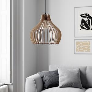 TEMAR LIGHTING Lampă suspendată Barrel 1 bec, Ø 38 cm, reglabil, Lemn, Camera de zi / sufragerie, Lemn, Casă de țară / Rustic