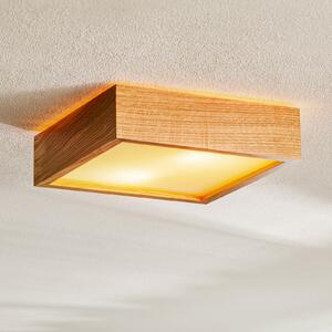 TEMAR LIGHTING Plafonieră Quatro DR cu ramă de lemn, 30,5cm, reglabil, Lemn, Camera de zi / sufragerie, Sticlă, Modern