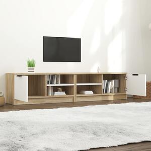 Comodă TV,2 buc.,alb&stejar Sonoma,80x35x36,5 cm,lemn prelucrat