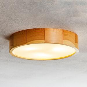 TEMAR LIGHTING Plafonieră Cleo, Ø 37,5 cm, 3 becuri, lemn de pin, E27, reglabil, Lemn, Camera de zi / sufragerie, Lemn, Modern