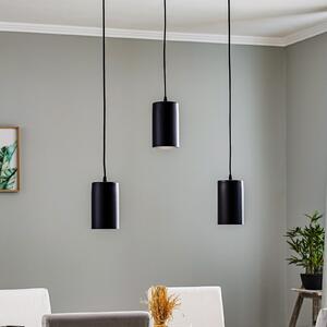 TEMAR LIGHTING Lampă suspendată ZW Tube 170, 3 becuri, negru, reglabil, Negru, Camera de zi / sufragerie, Metal, Modern