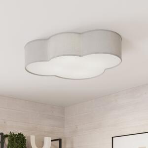 TK Lighting Plachetă plafonieră Cloud din material textil, lungime 62 cm, gri, reglabil, Gri, Camera de zi / sufragerie, Țesătură / Textil, Viața tânără