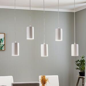 TEMAR LIGHTING Lampă suspendată ZW Tube 170, 5 becuri, alb, reglabil, Alb, Camera de zi / sufragerie, Metal, Modern