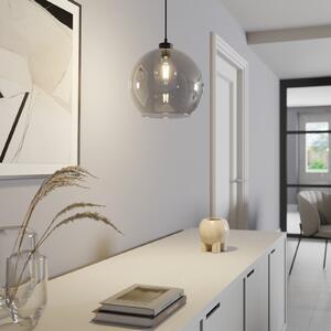 TK Lighting Lampă suspendată Cubus, gri fumuriu, sticlă, Ø 30 cm, E27, reglabil, Gri, Camera de zi / sufragerie, Sticlă, Modern, glob