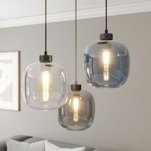 TK Lighting Lampă suspendată Elio, sticlă, albastru/clară/gri, Ø 52 cm, 3 lumini, reglabil, Transparent, Camera de zi / sufragerie, Sticlă, Modern