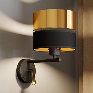 TK Lighting Aplică de perete Hilton negru/auriu cu lumină citit LED, Negru, Camera de zi / sufragerie, Metal, Modern, Lumină de lectură
