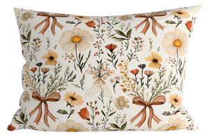 Fața de pernă din polibumbac FLORAL RIBBON POLY 70x90 cm, crem