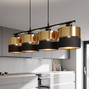 TK Lighting Lampă suspendată Hilton, negru/auriu, 4 becuri, reglabil, Negru, Camera de zi / sufragerie, Metal, Modern