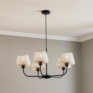 TK Lighting Candelabru Chicago, abajururi din in cu 5 becuri, reglabil, Bej, Camera de zi / sufragerie, Țesătură / Textil