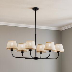 TK Lighting Candelabru Chicago, abajururi din pânză cu 6 becuri, reglabil, Bej, Camera de zi / sufragerie, Țesătură / Textil