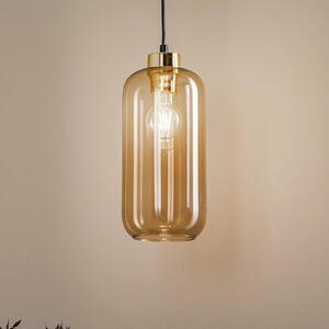 TK Lighting Lampă suspendată Marco Green, 1 bec, maro, reglabil, Maro / Rugină, Camera de zi / sufragerie, Sticlă, Modern