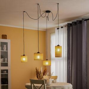 TK Lighting Lampă suspendată Juta, 4 becuri, reglabil, Maro / Rugină, Camera de zi / sufragerie, Țesătură / Textil