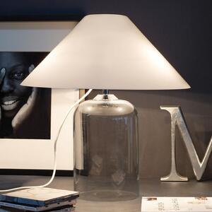 Vistosi Lampă masă textilă Alega picior sticlă transp., reglabil, Alb, Camera de zi / sufragerie, Sticlă, Modern