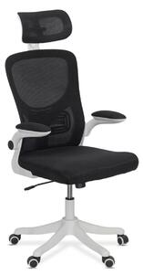 Scaun de birou AERIS, tetiera reglabila, brate rabatabile, Mesh, Negru