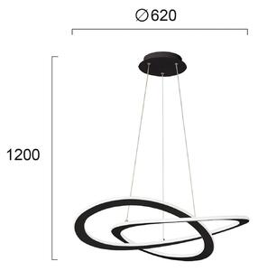 Viokef Lampă suspendată LED Charlie, Ø 62 cm, negru, Negru, Camera de zi / sufragerie, Plastic, Modern