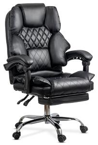 Scaun de birou DIAMOND, suport pentru picioare, reclinare 150 , Piele ecologica, Negru