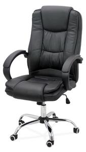 Scaun de birou REGAL, baza metalica cromata, piele ecologica, Negru