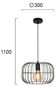 Viokef Lampă suspendată Zenith formă de colivie, negru, reglabil, Negru, Camera de zi / sufragerie, Metal, Modern