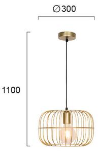 Viokef Lampă suspendată Zenith formă de colivie, auriu, reglabil, Auriu / Alamă, Camera de zi / sufragerie, Metal, Modern