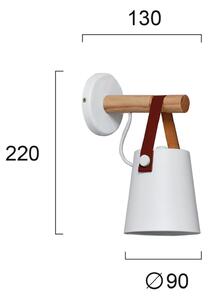 Viokef Aplică de perete Vetra, alb, oțel, lemn, piele, E27, reglabil, Lemn, Camera de zi / sufragerie, Metal, Design