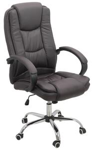 Scaun de birou REGAL, baza metalica cromata, piele ecologica, Maro