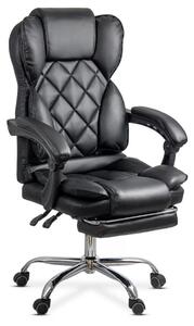 Scaun de birou PRETORIA, suport pentru picioare, mecanism A-Sincron, Piele ecologica, Negru