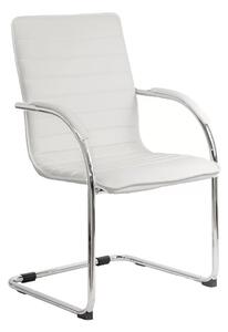 Scaun vizitator ELEGANCE, cadru cromat, piele ecologica, Alb