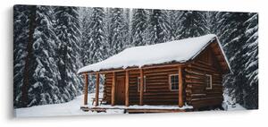 Tablou - Cabană acoperită de zăpadă (120x50 cm)