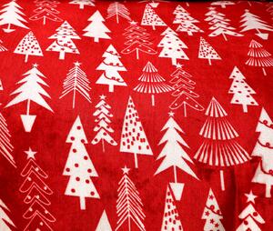 Lenjerie de pat microplush CHRISTMAS TREES rosu Dimensiune lenjerie de pat: 2 buc 70 x 90 cm | 200 x 220 cm