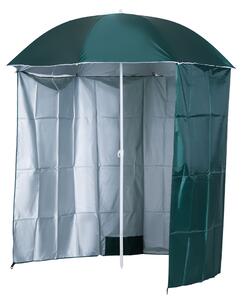 Outsunny Umbrelă de Plajă și Grădină 2x2m cu Cort, din Poliester și Metal, Verde și Alb | Aosom Romania