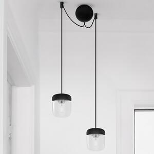 UMAGE Acorn lampă suspendată 2 becuri negru/oțel, reglabil, Negru, Camera de zi / sufragerie, Sticlă, Design