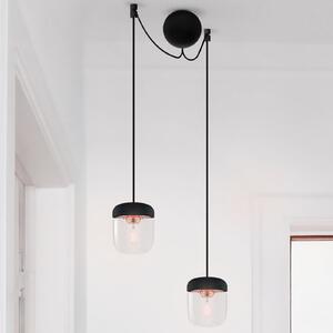 UMAGE Acorn lampă pendul 2 becuri negru/cupru, reglabil, Negru, Camera de zi / sufragerie, Sticlă, Design
