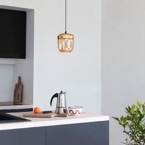 UMAGE Acorn lampă susp. 1 bec chihlimbar alamă, reglabil, Auriu / Alamă, Camera de zi / sufragerie, Sticlă, Design