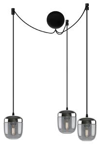 UMAGE Acorn lampă susp. 3 becuri gri fumuriu oțel, reglabil, Negru, Camera de zi / sufragerie, Sticlă, Design