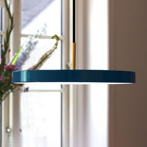 UMAGE Lampă suspendată LED Asteria Medium, petrol/alamă, Ø 43 cm, reglabil, Albastru, Camera de zi / sufragerie, Metal, Design