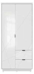 Dulap Fivale 105, Alb lucios, Alb, 201x94x57cm, 95 kg, Uși dulap: Cu balamale, Numărul de rafturi: 3, Numărul de rafturi: 3